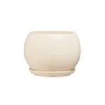 Doniczka ceramiczna z podstawką kula 17 x 21 cm krem mat symbol 630