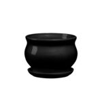 Doniczka ceramiczna z podstawką kokarda 10,5 x 13 cm czarny połysk symbol 662