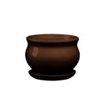 Doniczka ceramiczna z podstawką kokarda 10,5 x 13 cm brąz połysk symbol 662