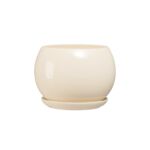 Doniczka ceramiczna z podstawką kula 11 x 13 cm krem połysk symbol 632