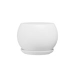 Doniczka ceramiczna z podstawką kula 17 x 21 cm biały mat symbol 630