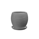 Doniczka ceramiczna z podstawką naomi 22 x 19 cm szary mat symbol 1012