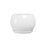 Doniczka ceramiczna z podstawką kula 11 x 13 cm biały połysk symbol 632