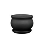 Doniczka ceramiczna z podstawką kokarda 13 x 17,5 cm grafit mat symbol 661