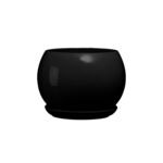 Doniczka ceramiczna z podstawką kula 17 x 21 cm czarny połysk symbol 630