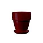 Doniczka ceramiczna z podstawką tina 14 x 13 cm bordowy połysk symbol 016