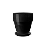 Doniczka ceramiczna z podstawką tina 14 x 13 cm czarny połysk symbol 016