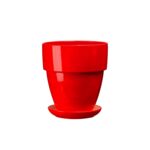 Doniczka ceramiczna z podstawką tina 14 x 13 cm czerwony połysk symbol 016