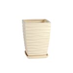 Doniczka ceramiczna z podstawką kwadrat duna 40 x 29 cm krem połysk symbol 042