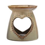 Kominek zapachowy porcelanowy z sercem 9,5 x 9,5 x 10,5 cm szary