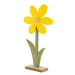 Figurka filcowa kwiatek na podstawce drewnianej 17 x 5 x 31 cm żółty