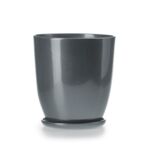 Doniczka klasik wysoki 4 szary połysk 24,5 x 26,5 cm