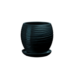 Doniczka ceramiczna z podstawką naomi 26 x 26 cm antracyt połysk symbol 1013