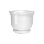 Doniczka ceramiczna z podstawką grecka 16 x 19,5 cm biały (odcień szary) połysk symbol 642