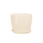 Doniczka ceramiczna z podstawką sofia 37 x 37 cm krem połysk