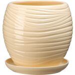 Doniczka ceramiczna z podstawką naomi 44 x 40 cm krem połysk symbol 1014