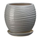 Doniczka ceramiczna z podstawką naomi 26 x 26 cm szary połysk symbol 1013