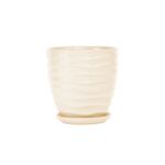 Doniczka ceramiczna z podstawką duna 18 x 17 cm krem połysk symbol 3011