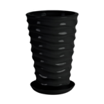 Doniczka ceramiczna z podstawką irma duna 50 x 28 cm czarny połysk symbol B-3015