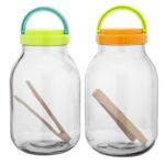 Słoik 3 l z plastikową zakrętką 10 cm + drewniane szczypce mix kolorów