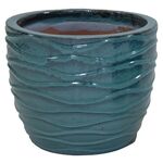 Donica Glazed Hori Wave Moss Green 29 cm turkusowy