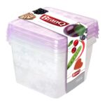 Komplet 3 pojemników Rukkola kwadratowych 2 x 0,45 l + 0,75 l mix kolorów