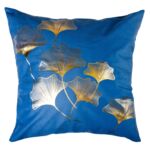 Poszewka Gold Ginkos złote kwiaty 40 x 40 cm niebieski