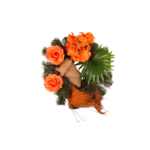 Stroik z 3 kwiatami 36 cm pomarańczowy