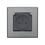 Gniazdo bryzgoszczelne pojedyncze milano inox IP44 klapka dymna