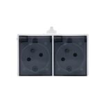 Gniazdo hermetyczne podwójne z uziemieniem GH-2Z biały dymna klapka