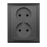 Gniazdo podwójne bez uziemienia GP-2V grafit vega