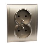 Gniazdo podwójne z uziemieniem GP-2VZ satyna vega