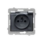 Gniazdo hermetyczne pojedyncze z uziemieniem GPH-1DZ/m bez ramki srebrne sigma