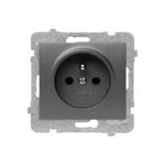 Gniazdo pojedyncze z uziemieniem GP-1DZ/m bez ramki grafit mat sigma