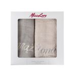 Ręczniki Miss Lucy zestaw 2 sztuki Mąż Żona 70 x 140 cm ciemnobeżowy + jasnobeżowy