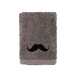 Ręcznik z haftem Wąs 50 x 90 cm ciemnoszary