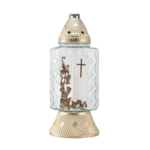 Znicz szklany z aplikacja 921A 15 x 34 cm złoty