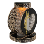 Znicz solarny koło 20 x 25 cm złoty