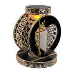 Znicz solarny koło 20 x 25 cm zloto-czarny