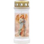 Znicz z ozdobną nakleją Anioł 22,4 cm