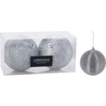 Zestaw bombek świątecznych 10 cm srebrny 2 szt.