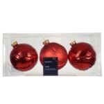 Bombka szklana nieregularna mix 8 cm czerwona 3 szt.