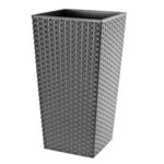 Doniczka FINEZJA RATTAN 25 cm grafitowy metalic