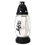 Znicz szklany 21 cm róża Z-09/S srebrny