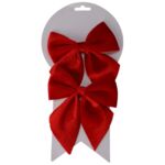 Kokarda dekoracyjna welurowa czerwony 2 sztuki 12 x 13 cm