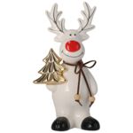 Renifer z ceramiki 16 cm biały do postawienia