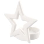 Gwiazdka z ceramiki na tealight 8,5 cm biały do postawienia