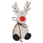 Renifer z ceramiki, 16,5 cm biały do postawienia