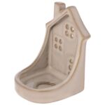 Świecznik z ceramiki na tealight domek 8,5 x 6 x 5,5 cm beżowy do postawienia