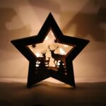 Drewniana gwiazda 10 LED 24 x 4,9 x 24 cm szara